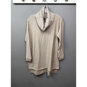Capote Striped Cowl neck Womens XS Oatmeal‎ striped Pockets Fleece Stretch NEW